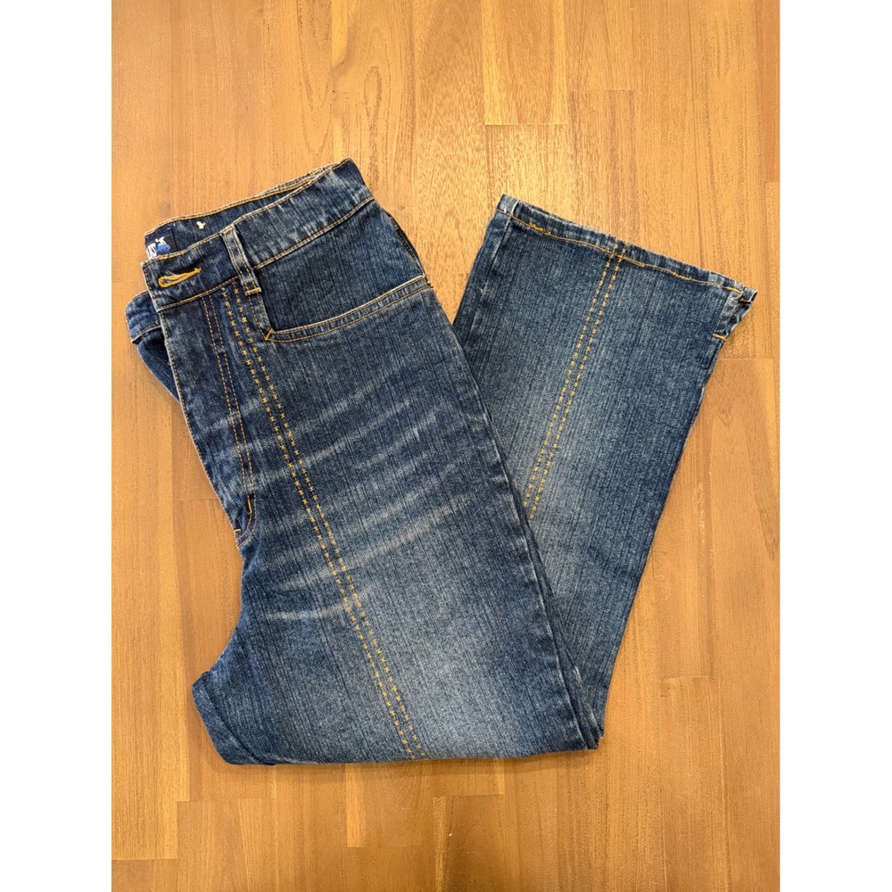 Hi Jeans Vintage Star Stitch Straight Leg Capri Dark Wash Blue Denim Size 14